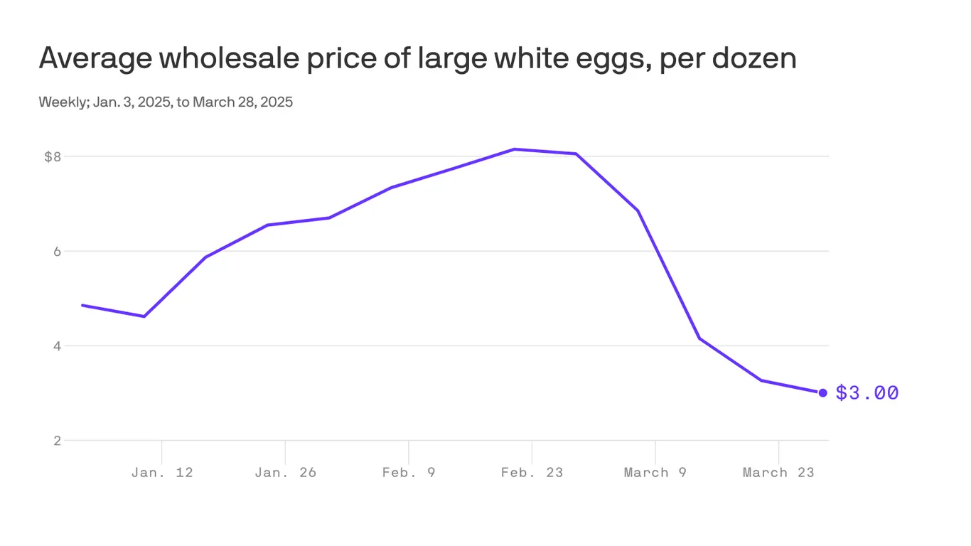 انخفاض أسعار البيض في الولايات المتحدة وتأثيره على السوق