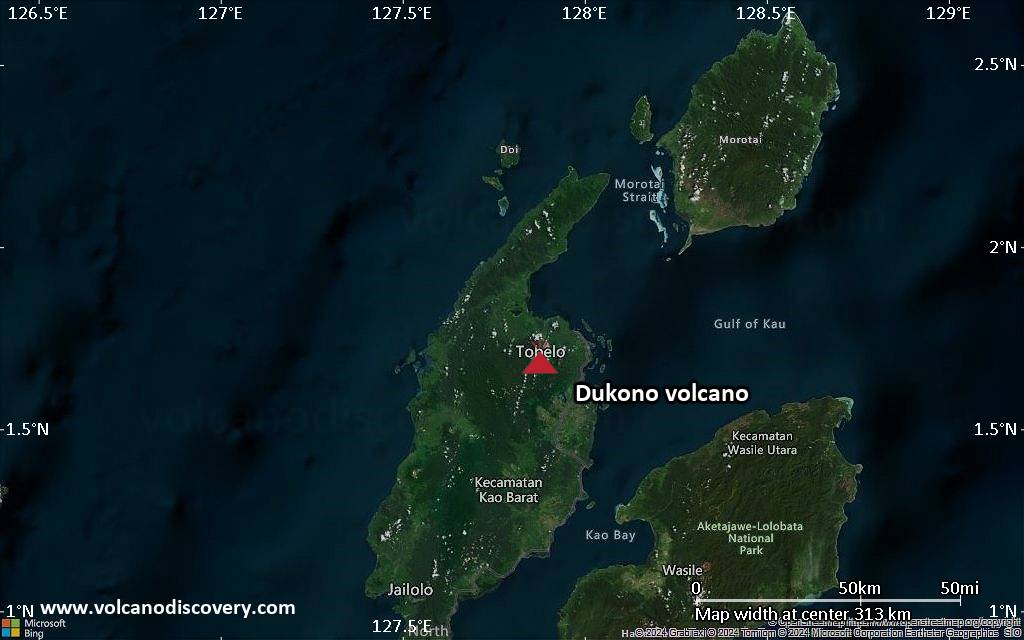 Vulkan Ducono in Indonesien registriert 76 Explosionen