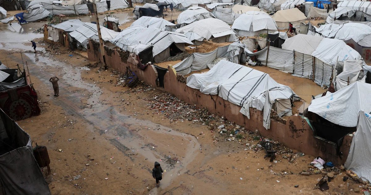 معاناة النازحين في غزة بسبب الأحوال الجوية