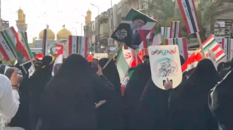 مظاهرة نسائية في بغداد دعماً لإيران