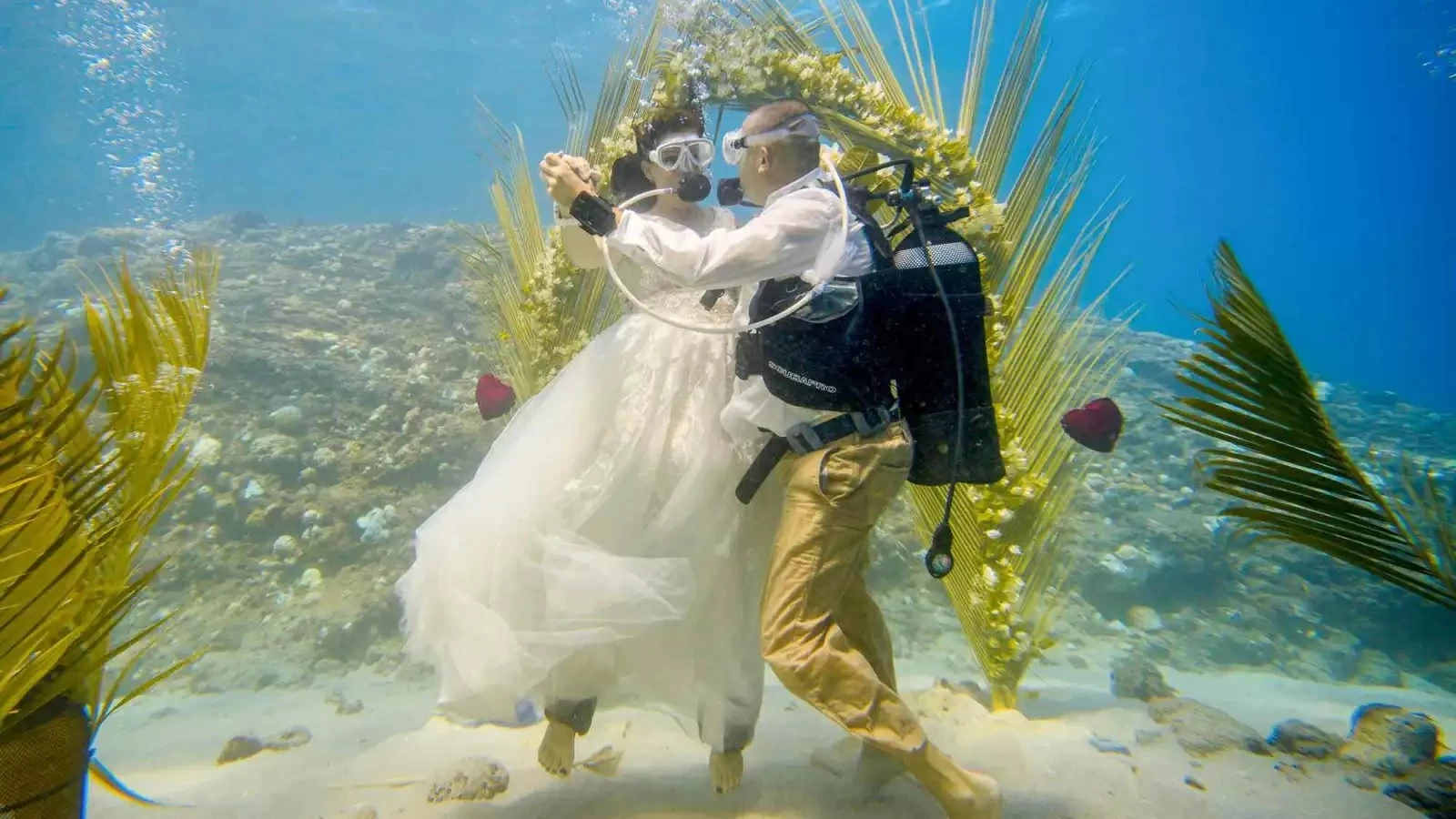 زفاف تحت الماء: تجربة فريدة لعروسين في موريشيوس