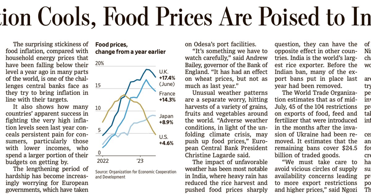 ارتفاع أسعار الغذاء العالمية في مارس 2023