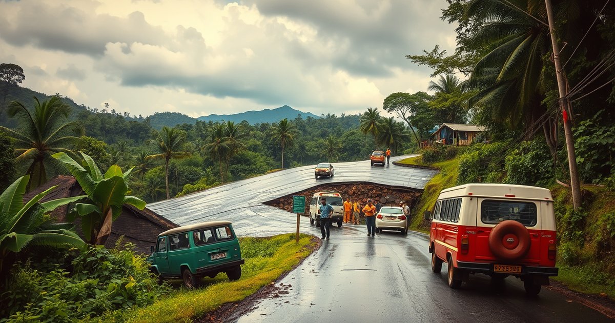 Zusammenbruch des Weges in Souf und Ersatzweg