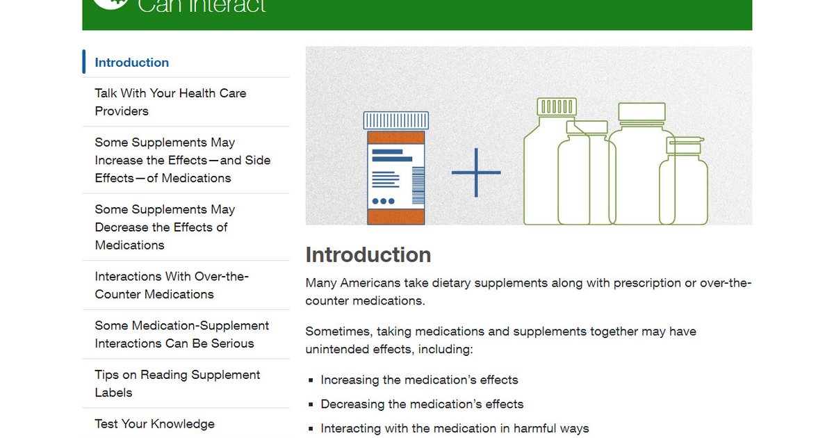 مخاطر تفاعل المكملات الغذائية مع الأدوية