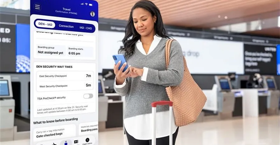 Mises à jour de l'application United : temps d'attente aux aéroports