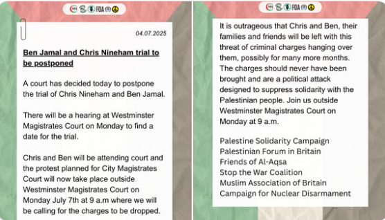 Court Convicts Leaders of Palestine Solidarity Movement